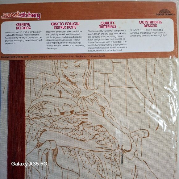 Sunset Stitchery "Mother And Child" Embroidery Kit For 16x20 Frame  New Sealed - Picture 6 of 6